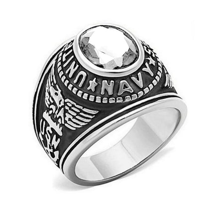 Bague Chevalière « Navy » en Acier 316 Argenté – Élégance et Robustesse Premium