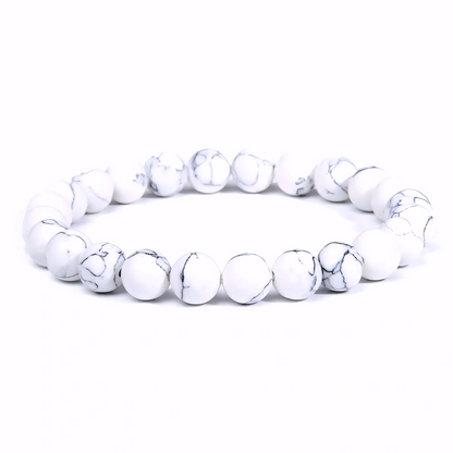 Bracelet Unisexe en Howlite Naturelle 6 mm – Élégance Authentique et Intemporelle