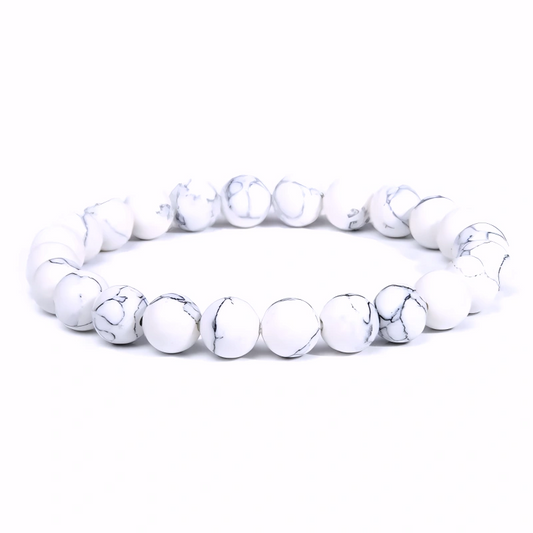 Bracelet Unisexe en Howlite Naturelle 6 mm – Élégance Authentique et Intemporelle
