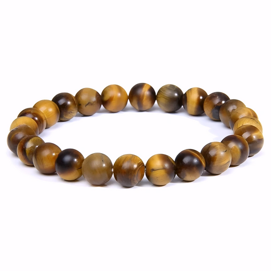 Bracelet Unisexe en Pierre Naturelle Oeil de Tigre 6 mm – Élégance Authentique et Intemporelle